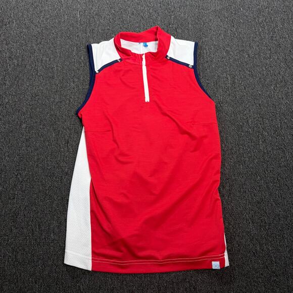 Vintage Tops - Vintage Y2k Ggblue Red White Black Sleeveless Golf Tennis Tank Top Women's Small